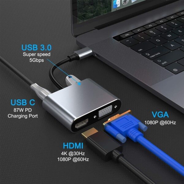 USB-C TO HDTV + VGA MULTIFUNCTION ADAPTER