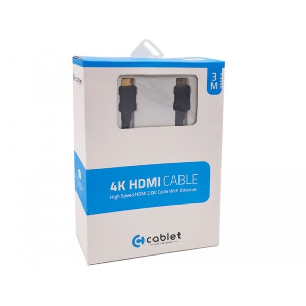 CABLET HDMI CABLE 3M 4K 60HZ 1080P WITH ETHERNET 18GB/S SPEED