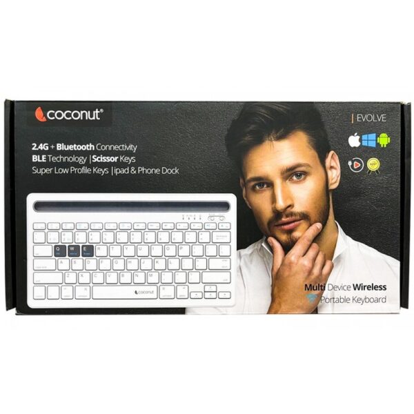 COCONUT KEYBOARD WIRELESS BLUETOOTH EVOLVE WK20 (MULTI DEVICE)