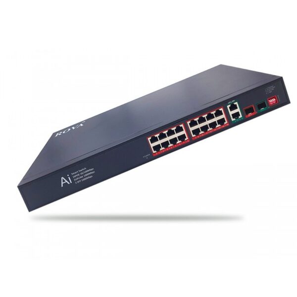 ROVA POE SWITCH 16 PORT (16 NORMAL + 2 GIGA UPLINK + 2 GIGA SFP)